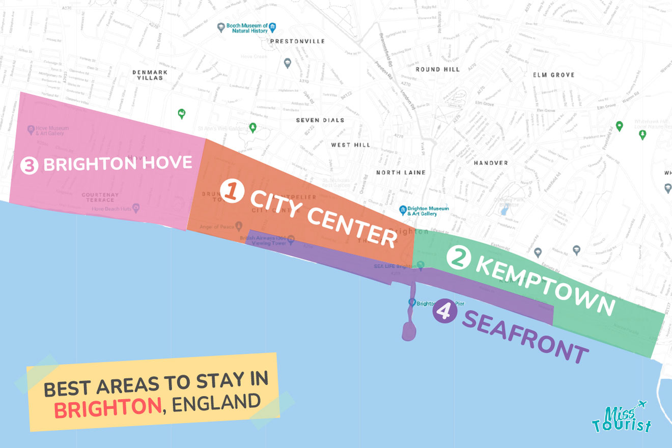 Map of best places to stay Brighton